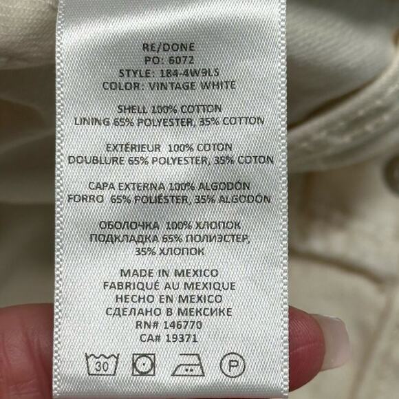 NWT | RE/DONE | 90s Low Slung Shorts | Vintage White | Size 29 - Picture 7 of 16